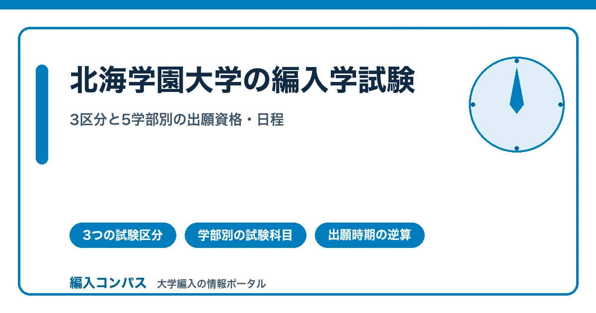 北海学園大学編入学試験｜5学部で異なる3種類の試験区分