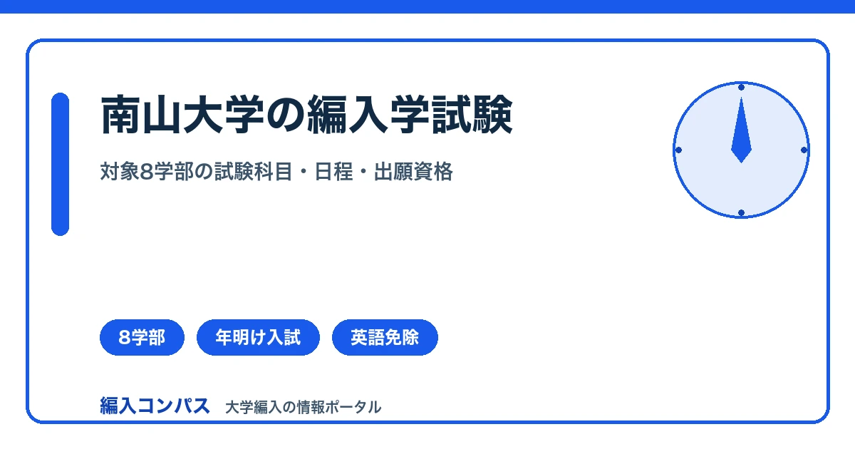 南山大学の編入学試験｜対象8学部と出願資格・試験科目まとめ