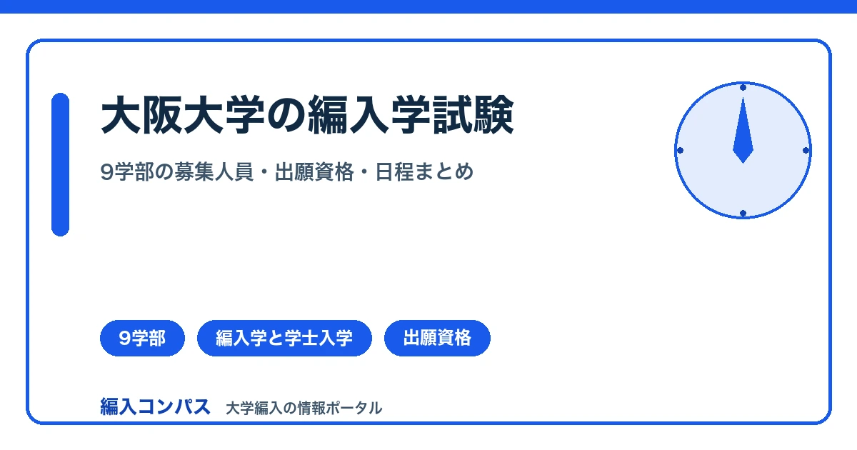 大阪大学の編入学試験｜9学部の募集人員・出願資格・日程まとめ