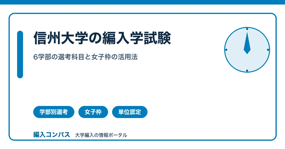 信州大学編入学試験|6学部の選考科目と女子枠の活用法