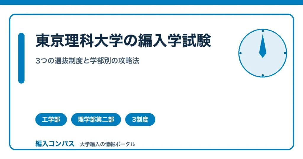 東京理科大学編入｜工学部と理学部第二部、3つの選抜制度を解説