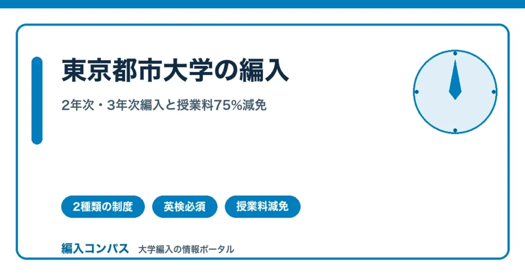 東京都市大学編入は2種類｜授業料75%減免の制度も解説