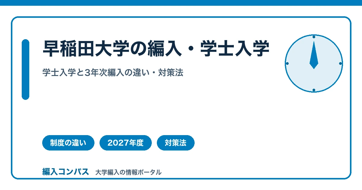 早稲田大学の編入学試験｜学士入学との違いと3年次編入の終了時期